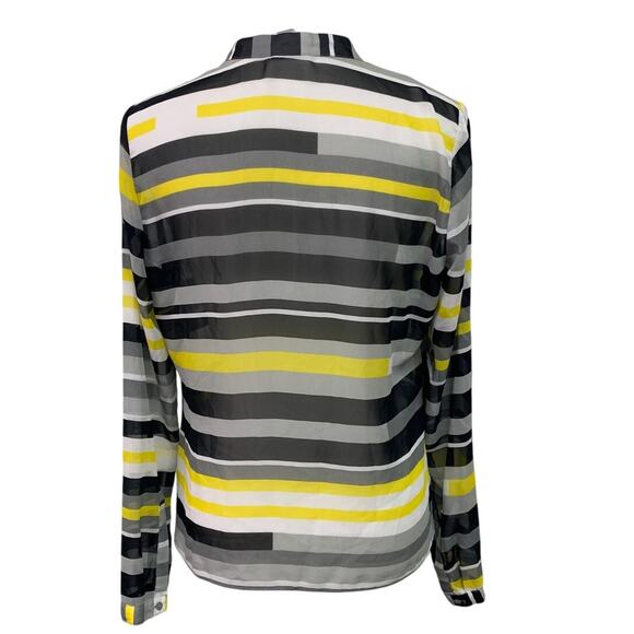 Worthington Womens Medium Polyester Long Sleeve Sheer Striped Button Up Shirt - Picture 4 of 6